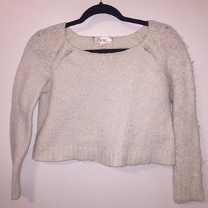Fuzzy White Crop Sweater
